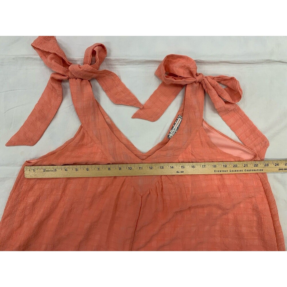 Flying Tomato Babydoll Gauze Romper Shorts Size M Pastel Orange Bow Cottage Boho - Picture 6 of 12